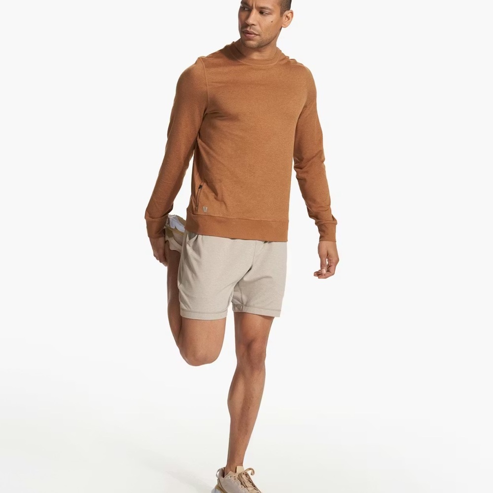 Vuori Ponto Performance Crewneck Sweatshirt in Autumn Heather Gold Size Medium - Picture 2 of 11